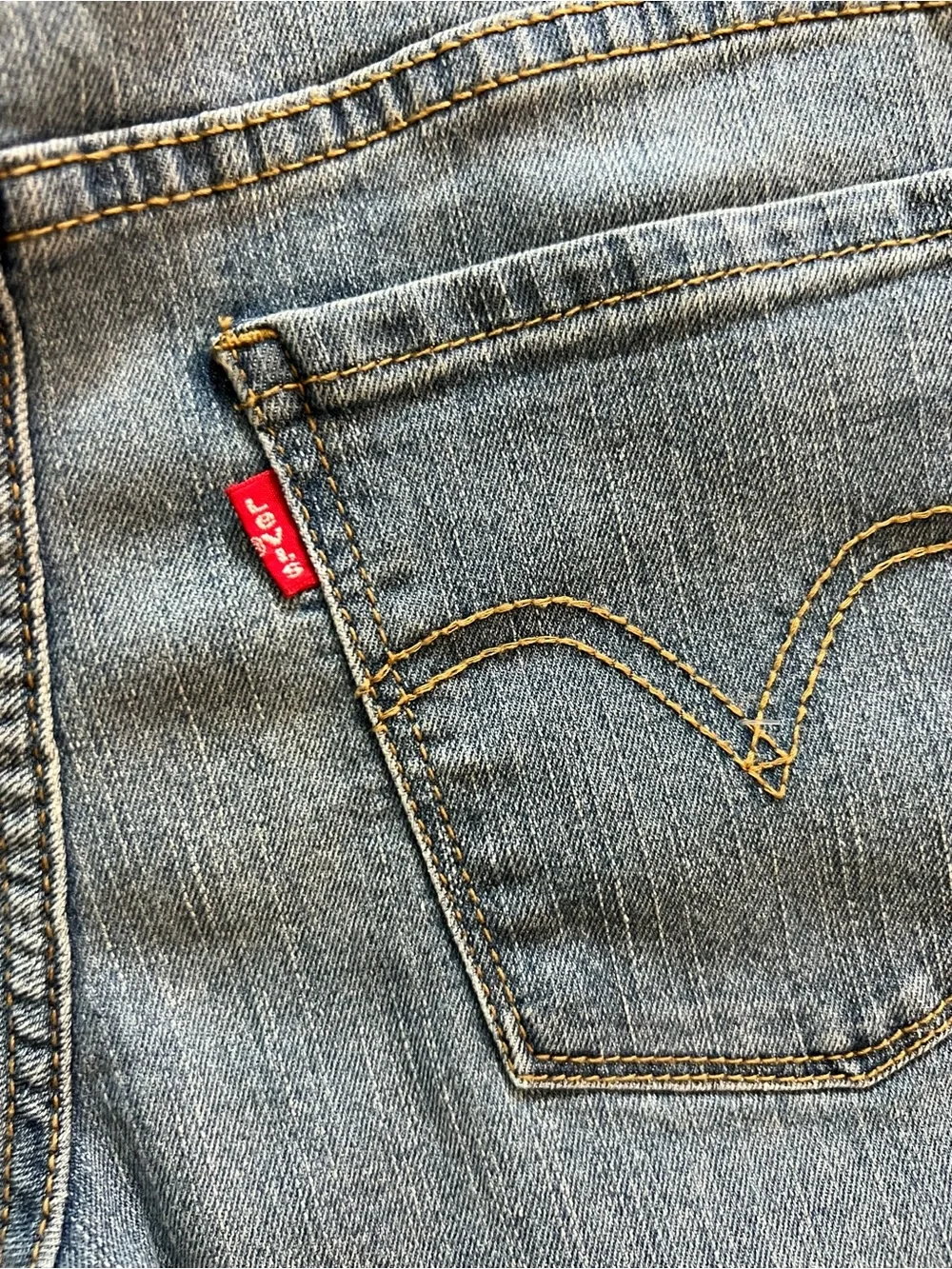 Levi's Blue Denim Shorts with White Lace Trim